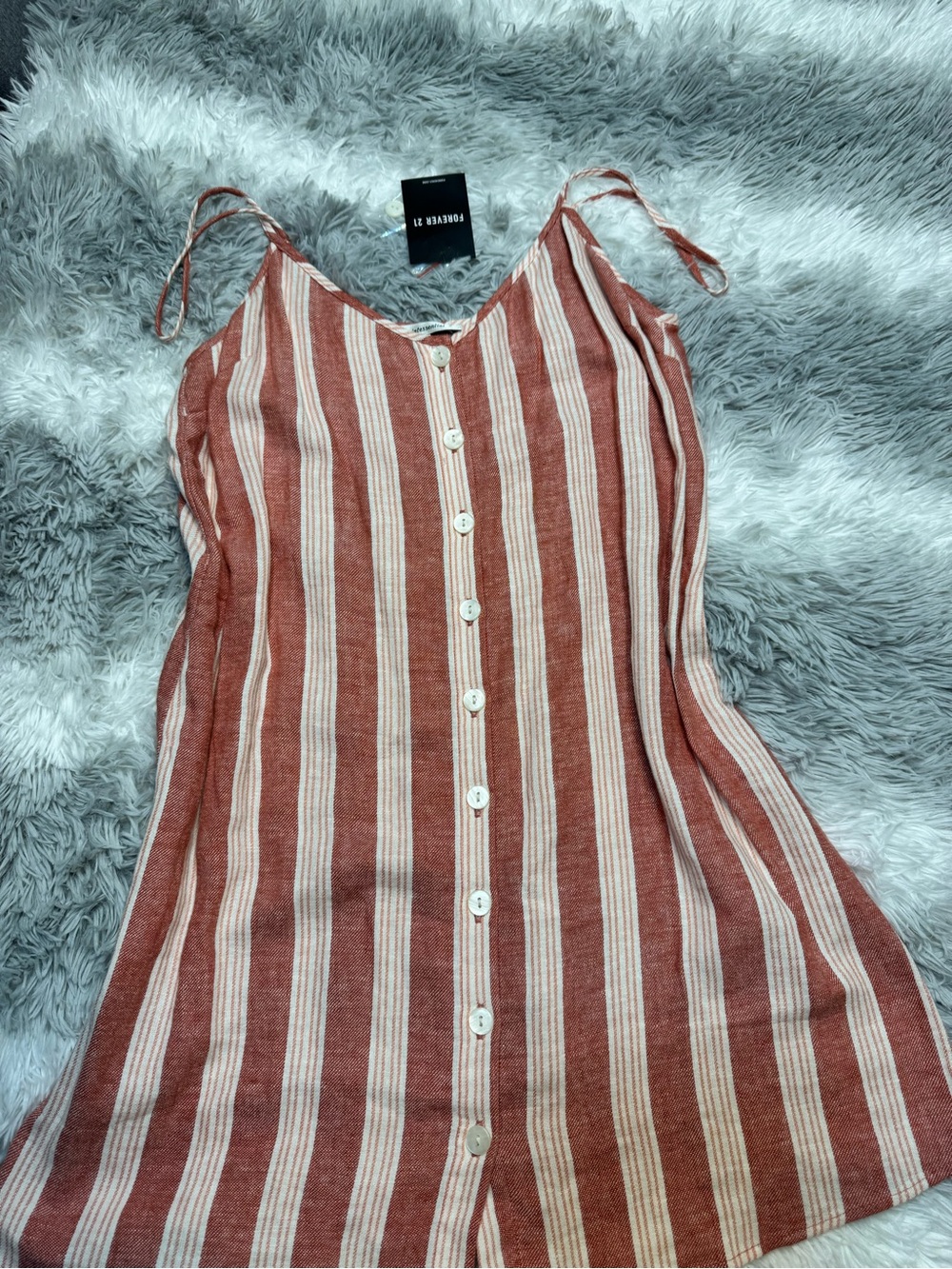 Forever 21 Rust and Cream Striped Midi Dress